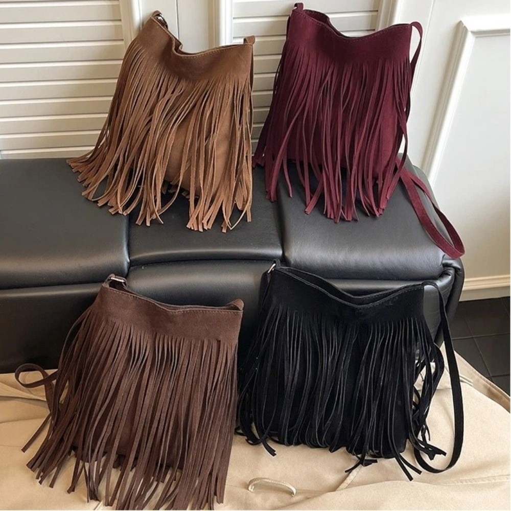 Ethnic Fashion Collection - Tas Selempang Pinggiran Suede Modis Tas