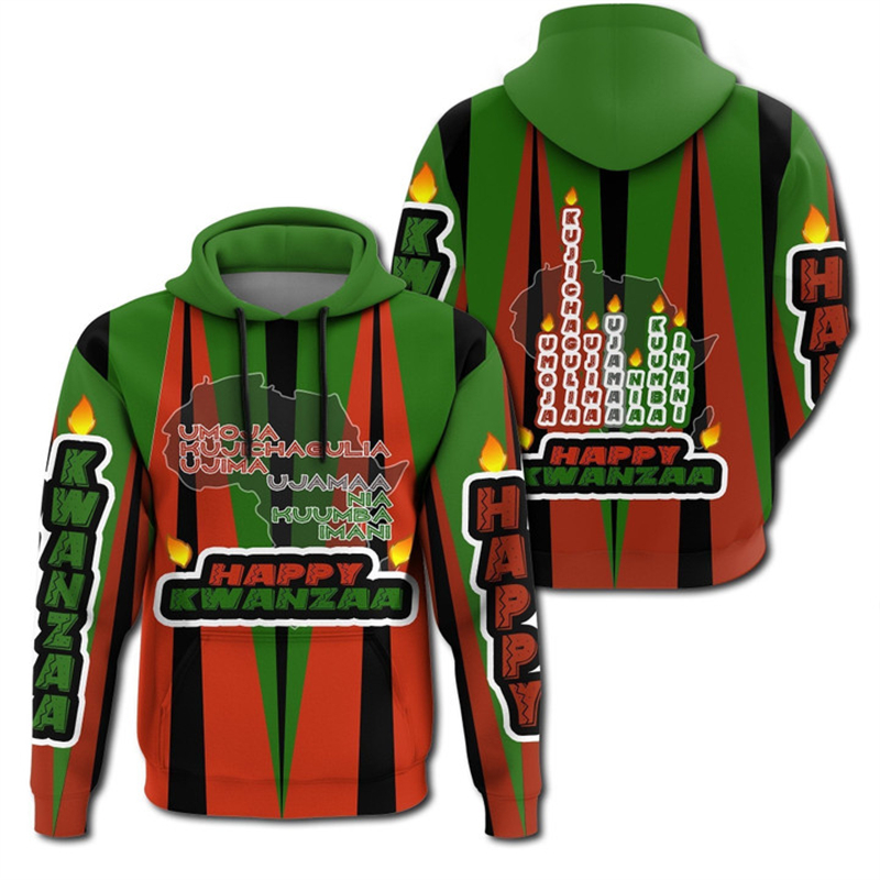 Y2K Ethnic Fashion - Hoodie Kwanzaa Afrika untuk pria wanita,