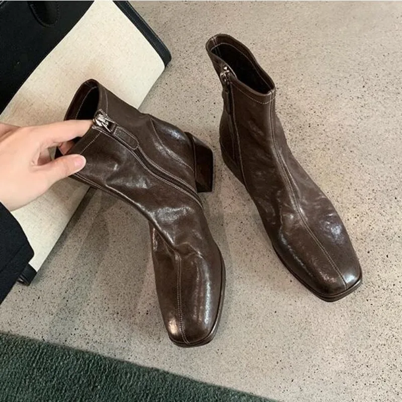 Ethnic Fashion In - Sepatu Wanita Baru Desainer Heel Ankle