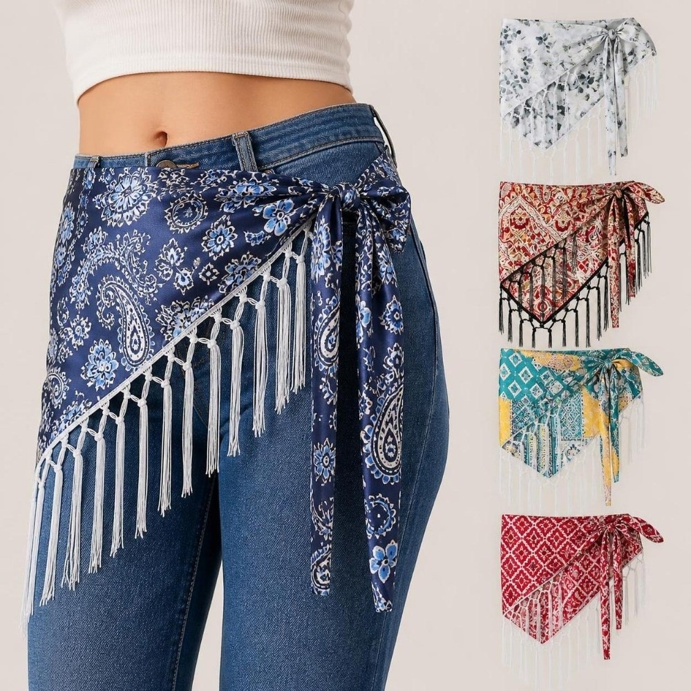 Y2K Ethnic Fashion - Syal Pinggang Motif Paisley Etnik, Ikat