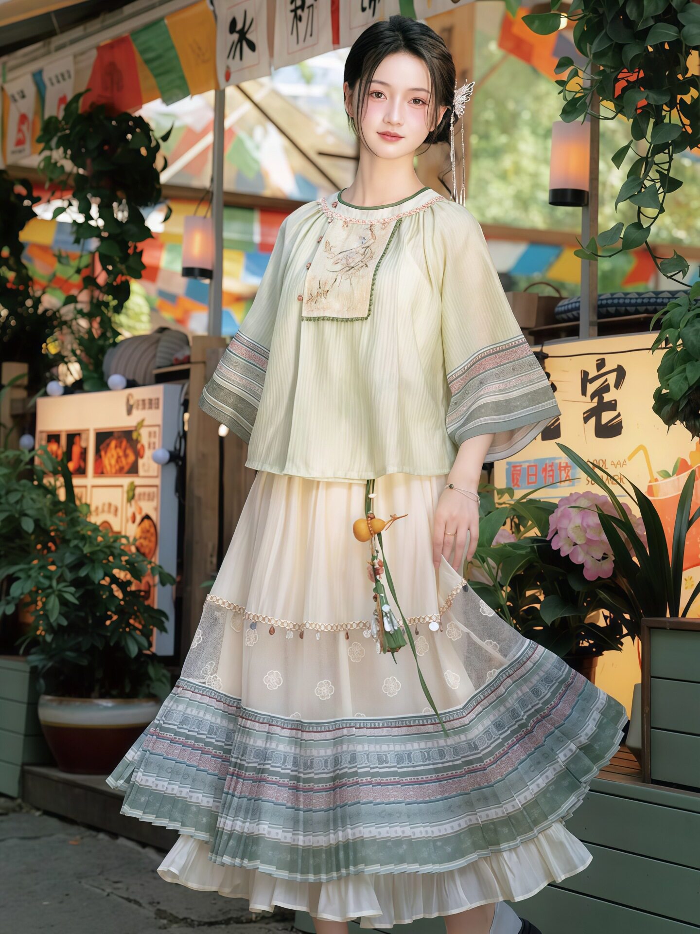 Ethnic Outfit - Pakaian Gaya Etnis Tiongkok, Blus dengan