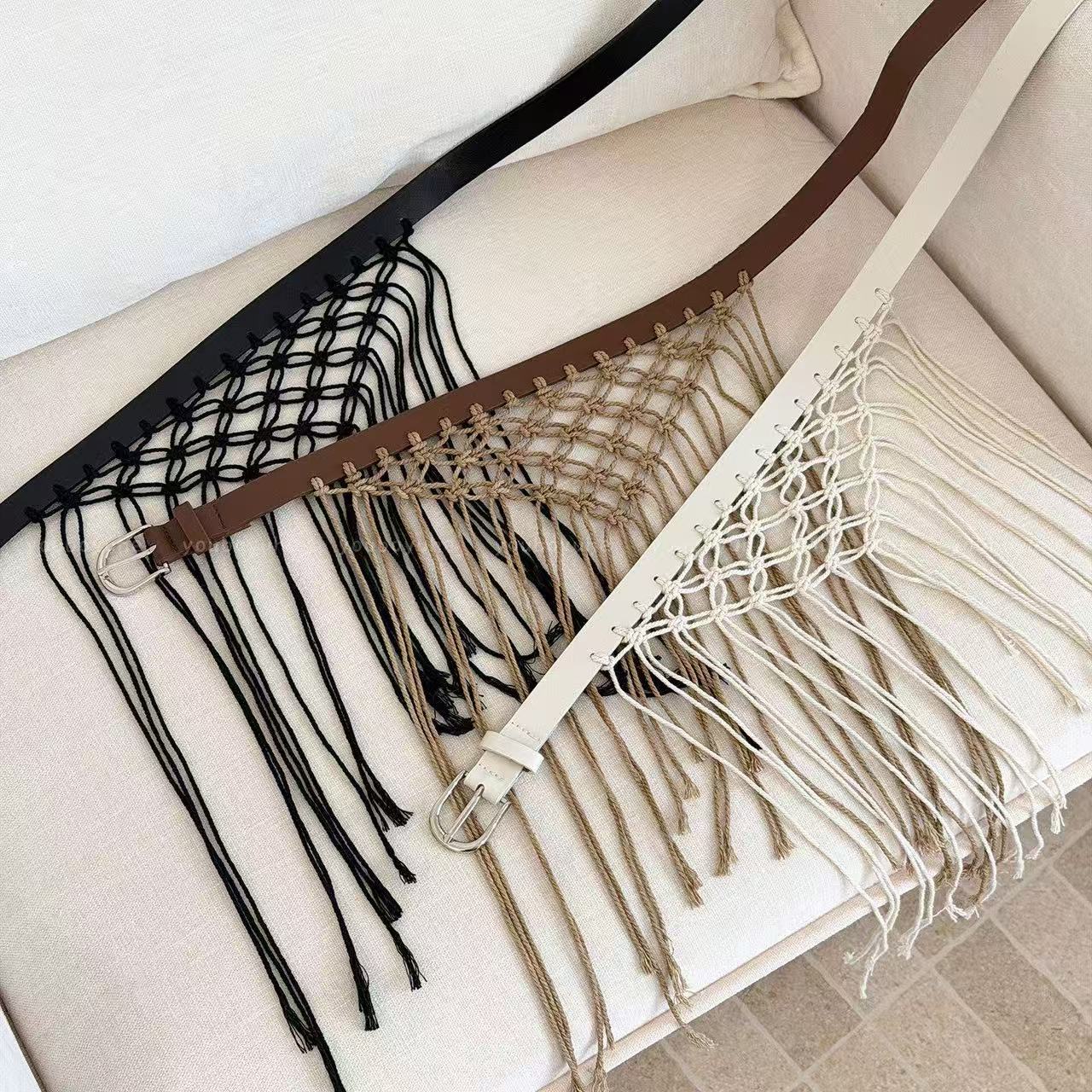 Ikat Pinggang Rajut Rumbai Y2K - Y2K Ethnic Fashion ulasan dan harga