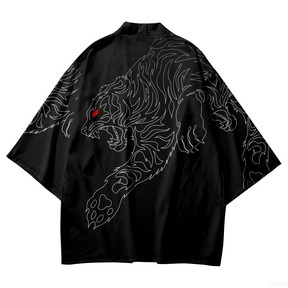 Kimono Hitam Kerah Terbuka Pri - Haori Japanese Jacket ulasan dan harga