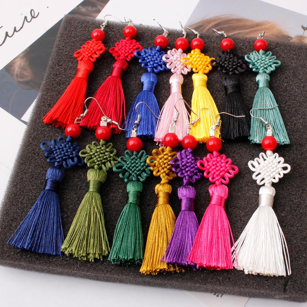 Anting Rumbai Simpul Cina Kepa - Y2K Ethnic Fashion ulasan dan harga