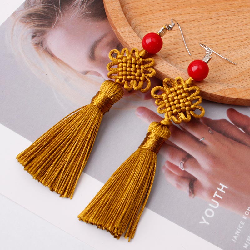 Anting Rumbai Simpul Cina Kepa - Y2K Ethnic Fashion ulasan dan harga