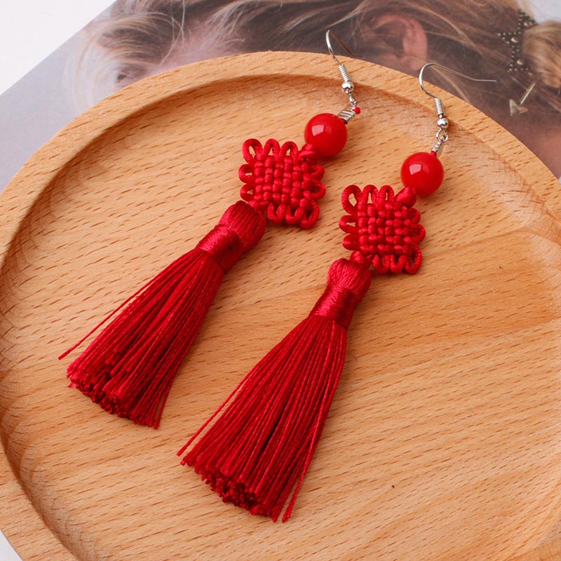 Anting Rumbai Simpul Cina Kepa - Y2K Ethnic Fashion ulasan dan harga