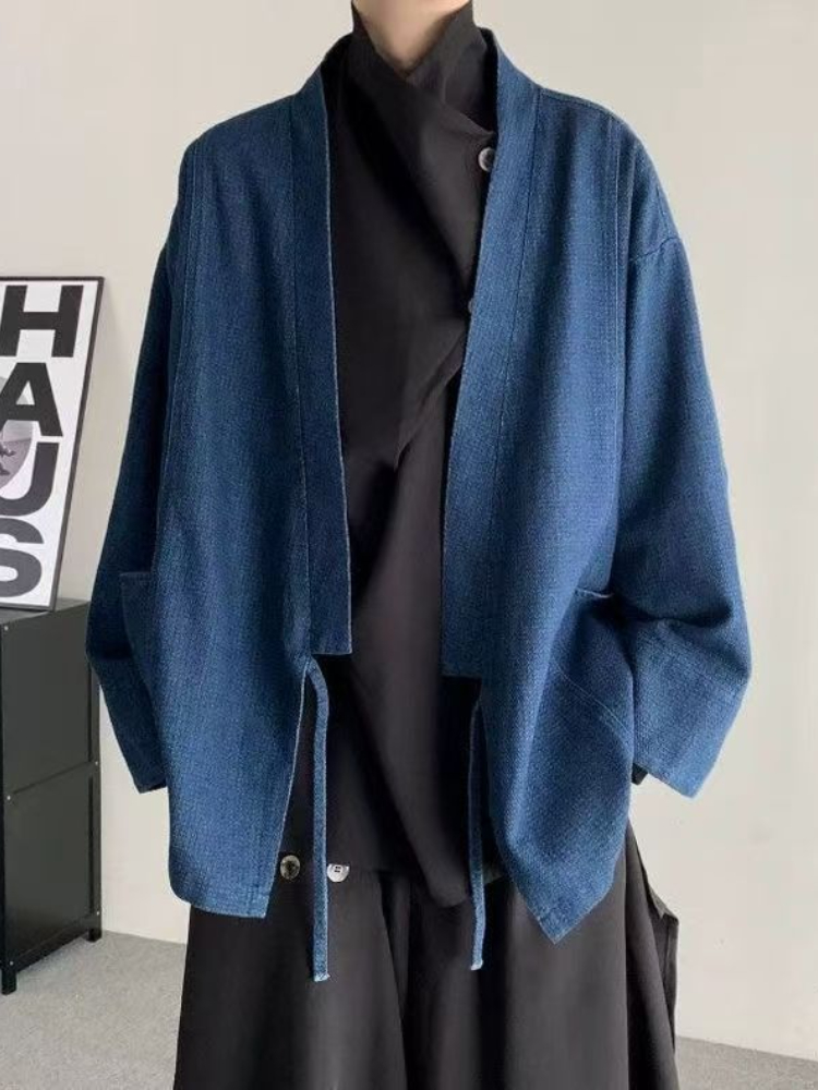 Mantel Denim Gaya Jepang Vinta - Haori Japanese Jacket ulasan dan harga