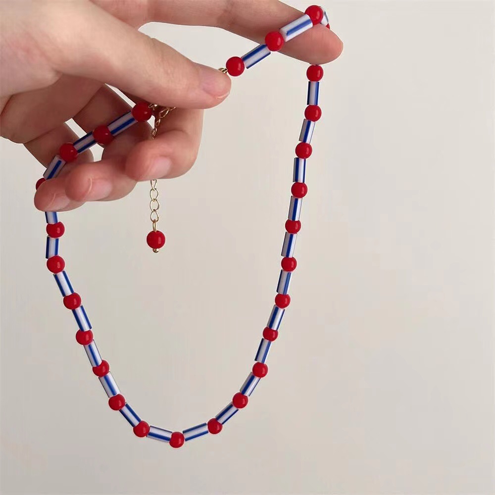 Kalung manik-manik warna-warni - Y2K Ethnic Fashion ulasan dan harga